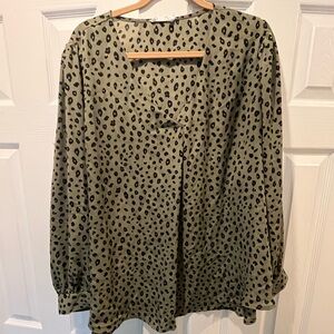 Olive Leopard Blouse